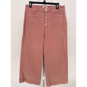 PAIGE Anessa Wide Leg Cropped Jeans Pink Button Fly Size‎ 29